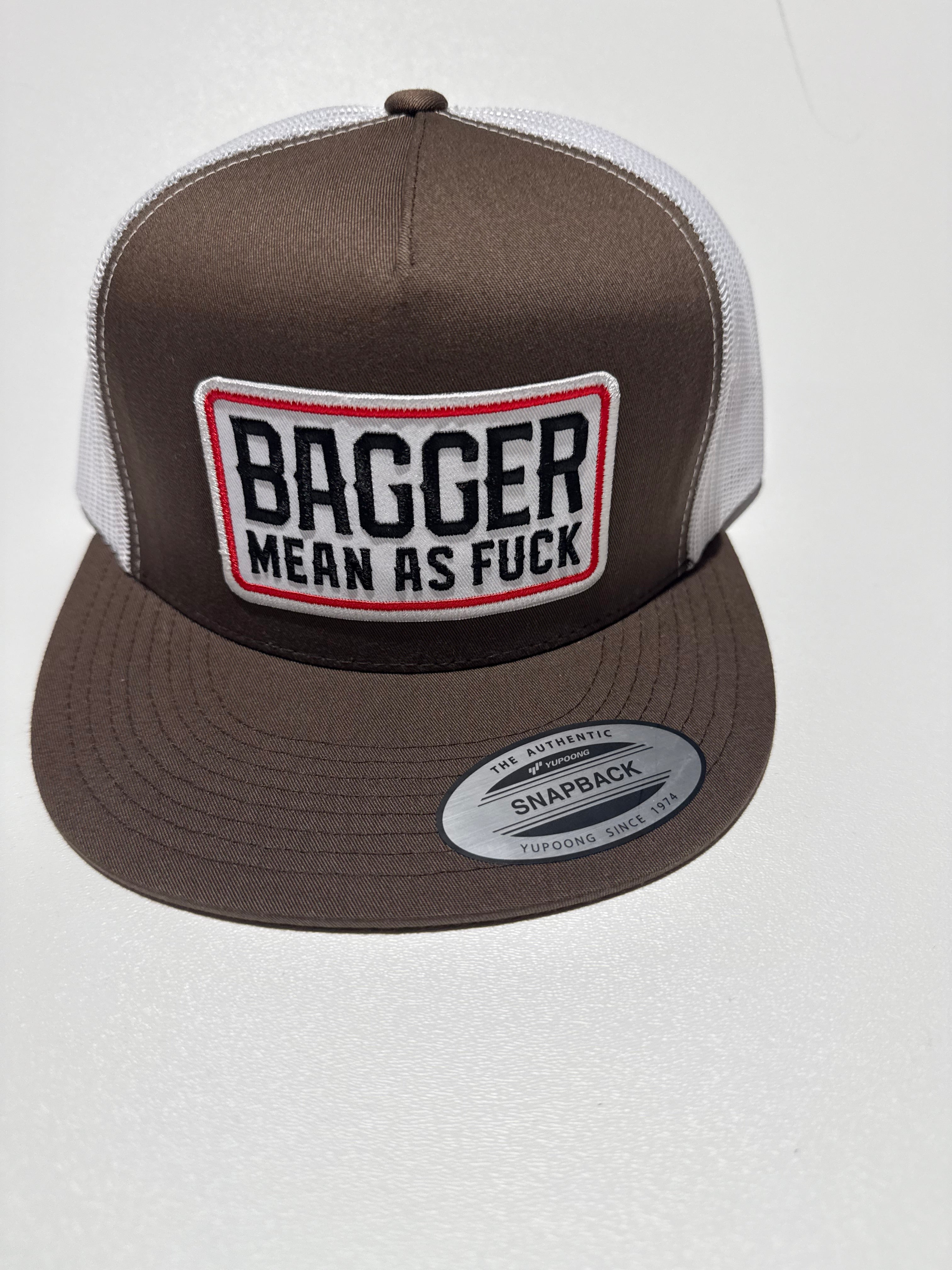 Brown cap with a logo and text on a white background