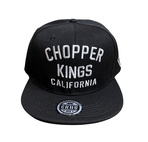 Black cap with 'Chopper Kings California' text on a white background