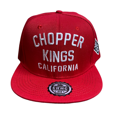 Red cap with 'Chopper Kings California' text on a white background