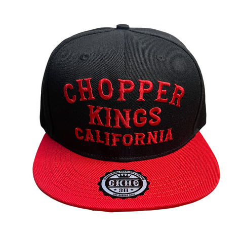 Black and red cap with 'Chopper Kings California' text on a white background